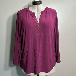 Anne Klein button top Henley